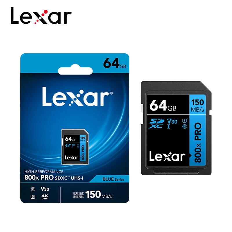 Original Lexar SD Card 800x Pro SDHC 32GB SDXC 64GB 128GB Read Max 150MB/s UHS-I Memory Card Storage Card Flash Card For Camera