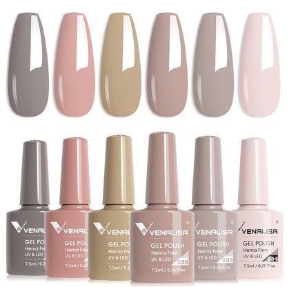 Venalisa HEMA TPO FREE Nail Gel Polish Glitter Gorgeous Full Coverage Soak Off UV LED French Nail Jelly Pink Nude Collection