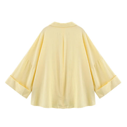 2025 Spring/Summer Trendy Women's Blouses - Long Sleeve V-neck Solid Color Shirts  Fashionable Office Wear