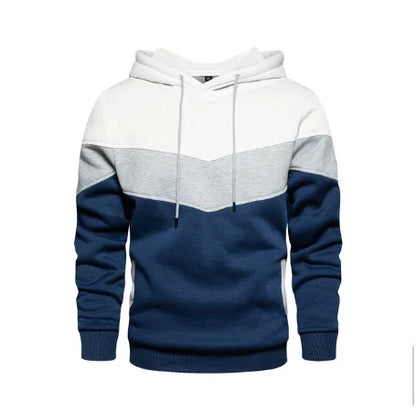 2025 New Men's Patchwork Hoodie Outdoor Casual Sportswear Street Fashion Men's Fleece Thermal Hooded Sweatshirt Fall Winter Coat
