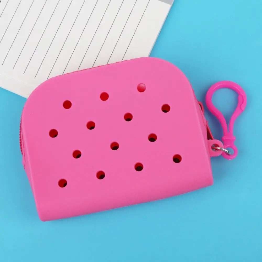 Soft Silicone Mini Holes Wallet Zipper Coin Purses Card Holder Money Bag Women Girls Zipper Change Pouch Storage Bag Organizer