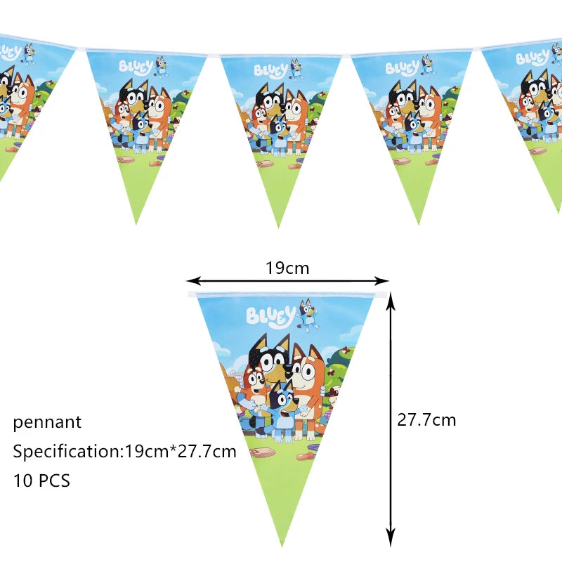 New Bluey Birthday Party Decoration Latex Balloons Bingo Aluminum Film Balloon Disposable Tableware Kids Event Supplies Backdrop