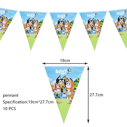 New Bluey Birthday Party Decoration Latex Balloons Bingo Aluminum Film Balloon Disposable Tableware Kids Event Supplies Backdrop