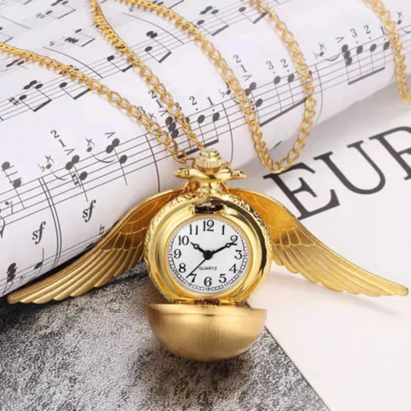 large small Golden Snitch spherical quartz pocket watch fashion sweater angel wing necklace pendant men and women pocket watch