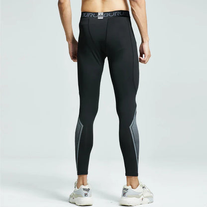 Fitness Tights Men'S Autumn And Winter High Elastic Quick Dried Sports Underlay Running Yoga Basketball Training Pants