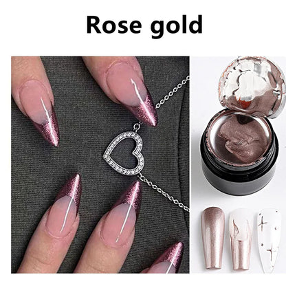 Metallic Painting Gel Chrome Gold Silver Rose Gold Mirror Effect Nail Polish Super Bright Drawing Line French Nail Art Varnish