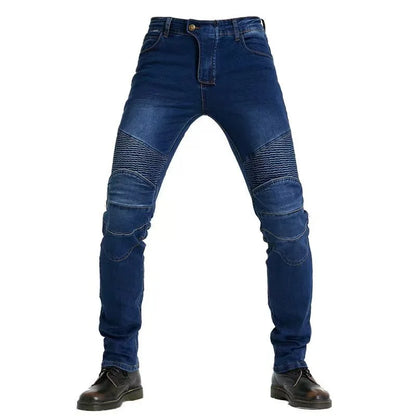 Men Jeans Embroidery Motorcycle Pants Pantalon Motocross Belt Protective Gear option Motorcycle Driver  License Test Motos Jeans
