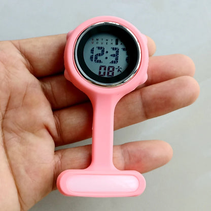 Unisex Nurse Doctor Hospital Medical Workers Alarm Luminous Brooches Pins Digital Electronic FOB Pocket Watches Hang Clock Gifts
