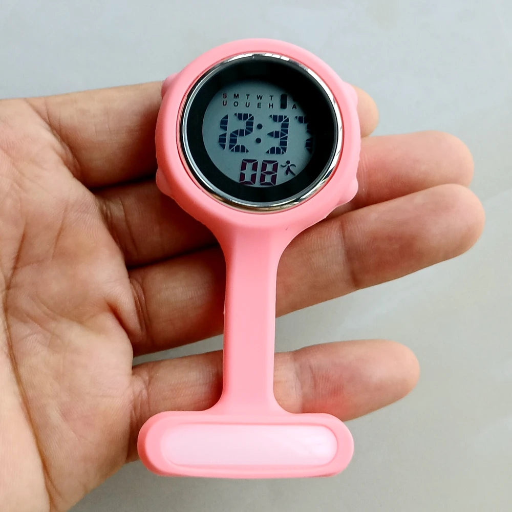 Unisex Nurse Doctor Hospital Medical Workers Alarm Luminous Brooches Pins Digital Electronic FOB Pocket Watches Hang Clock Gifts