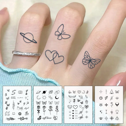 Small Pattern Waterproof Temporary Tattoo Stickers, Long-lasting Waterproof for One to Two Weeks, Finger Tattoos for Women.