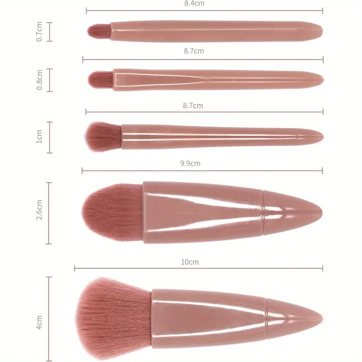 Travel Makeup Brush Set, 5-Piece Professional Mini Makeup Brush Set, Multiple Brush Heads, Compact And Portable, With Storage Bo