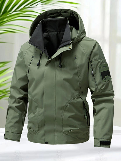 Waterproof Jacket Men Outdoor Softshell Zip Up Hooded Jacket Windbreaker Hiking Camping Coats Lightweight Spring Autumn Coats