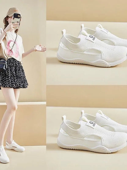 Breathable Fly Knit Materni Sandals Women's Slip-On Head Covering Flat oes Comfortable Casual Faionable Summer Sneakers