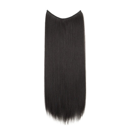24Inch Synthetic Invisible Hair Extension Fish Line Fake Hairpiece Black Brown Hair Accessorie for Women