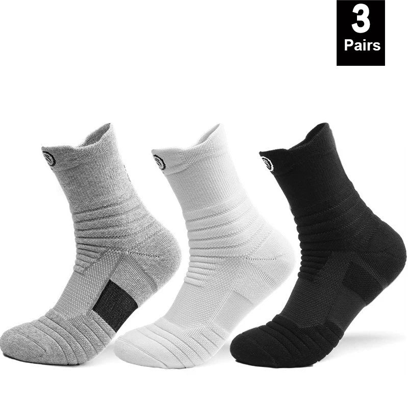 1/3pairs/Lot Men's Socks Compression Stockings Breathable Basketball Sports Cycling running Towel Socks High Elastic Tube Socks