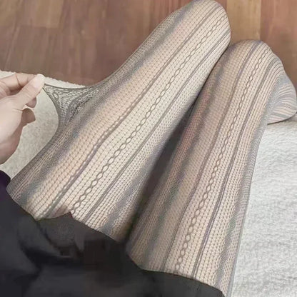 Women Sexy Lace Fishnet Stockings Lolita Hollow Out Solid Pantyhose JK Japanese Style High Waist Vintage Rhombus Striped Tights