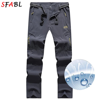 SFABL 5XL Summer Quick Dry Hiking Pants Men Stretch Waterproof Tactical Pants Zipper Pockets Trousers Lightweight Fishing Pants