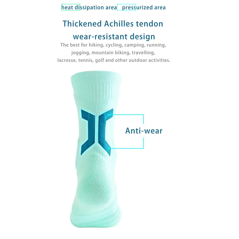 Veidoorn High Quality Sport Socks for Men Mid Calf Length Running Basketball Socks Thicken Non Slip Camping Cycling Stocking