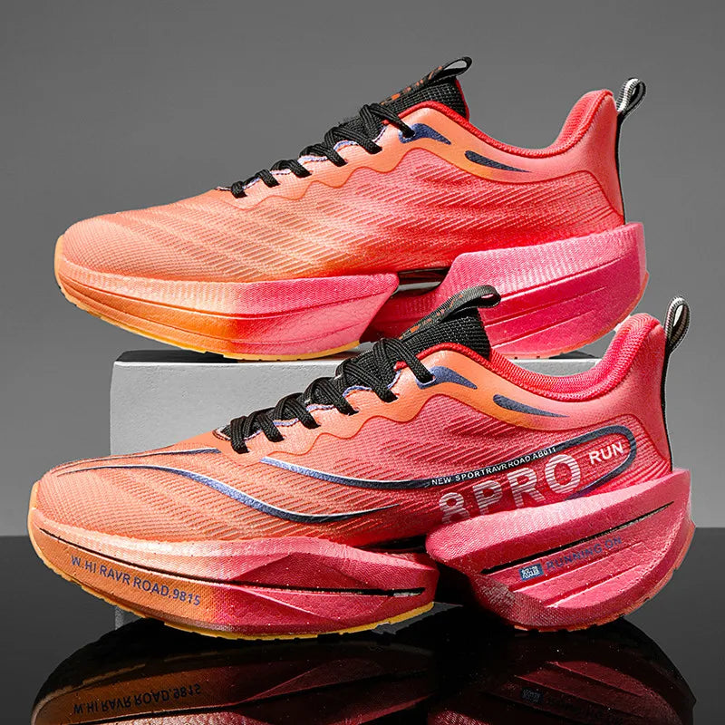 New Men's Carbon Plate Sneakers Outdoor Soft Sole Mesh Sports Shoes Running Shoes Light Anti-Slip Casual Couple Tennis Shoes