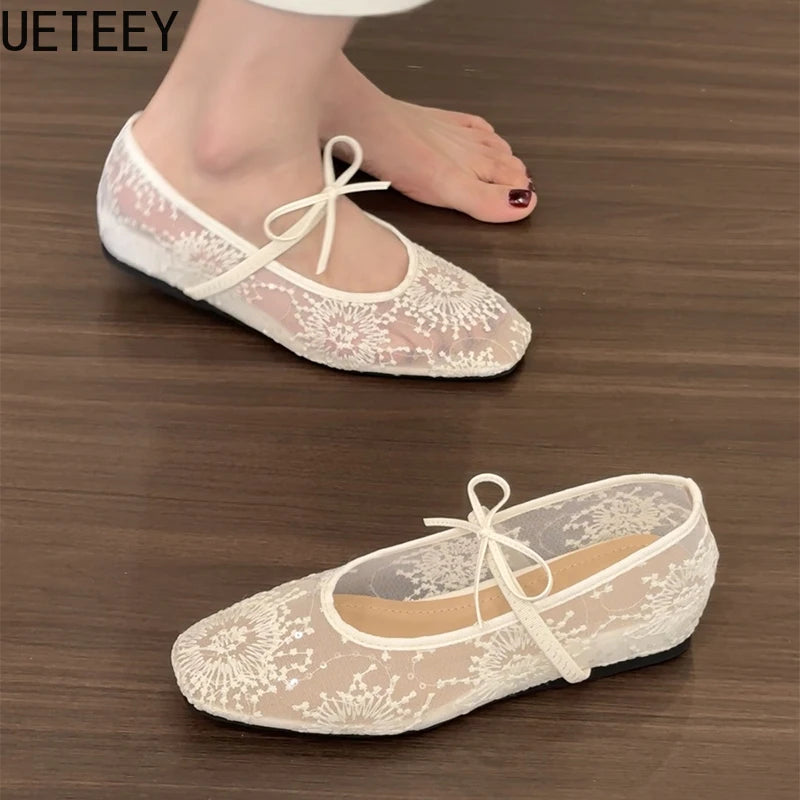 Breathable Women Mary Jane Flats Shoes Fashion Butterfly-knot Shoes Laides Soft Sole Comfort Street Style Shoes