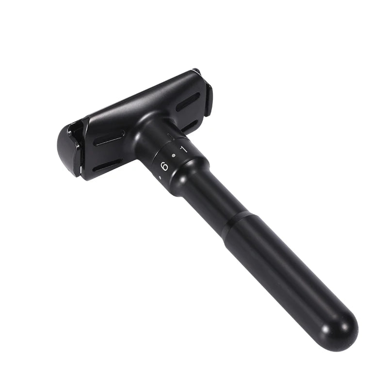 Mingshi Metal Adjustable Safety Razor Travel Double Edge Classic Men Shaving  Black Hair Removal Shaver with 5 Blades