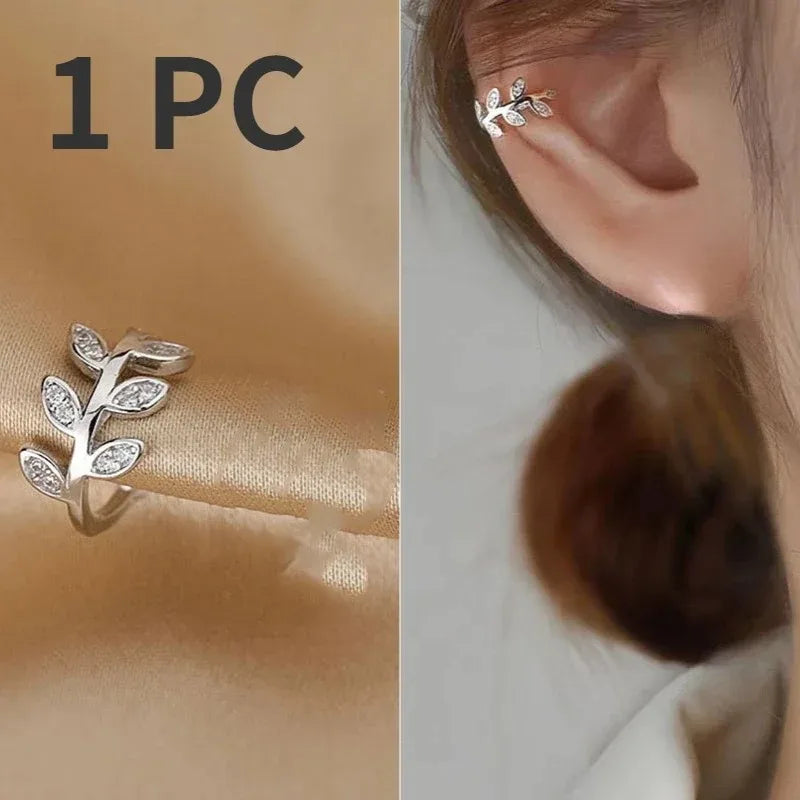 1Pc Hot Sale Cute Metal Leaf Earcuff Clips On Earring for Women Girls, No Fake Piercing Cartilage Earrings Ear Ring Without Hole
