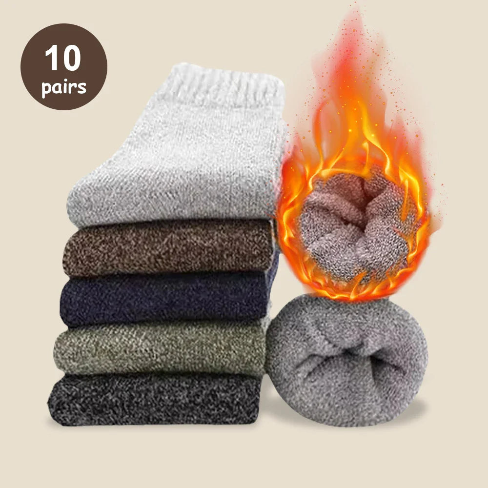 5 Pairs Thicken Warm Socks Men Autumn Winter Harajuku Socks Towel Keep Warm Winter Crew Socks Christmas Gift Socks For Man