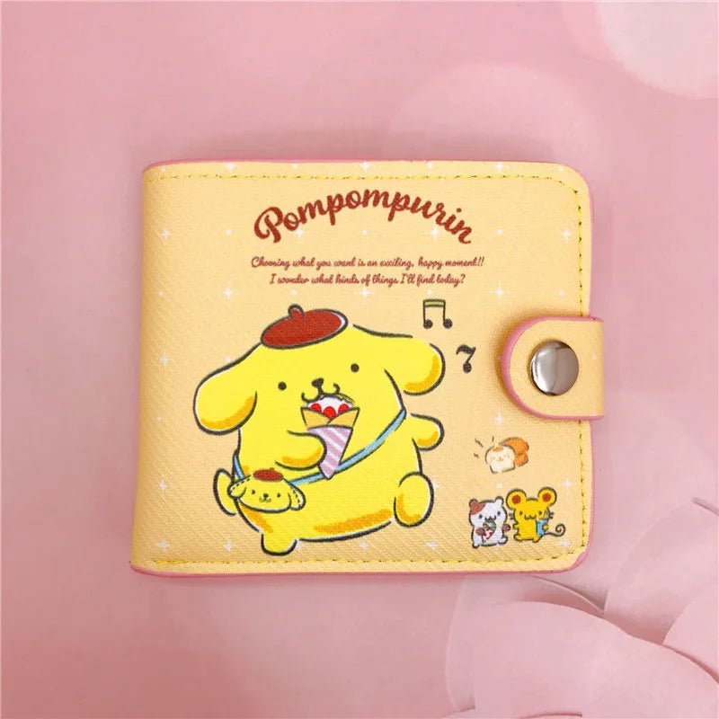 Sanrio Hello Kitty Cinnamoroll My Melody Kuromi New Pu Casual Money Bag Coin Purse Card package Wallet With Buttons ?