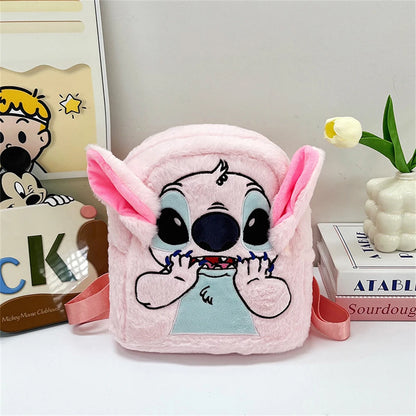 New Plush Backpack Ins Japanese Blue Stitch Funny Cartoon Large-Capacity Student Backpack Kindergarten Bag Child Gift