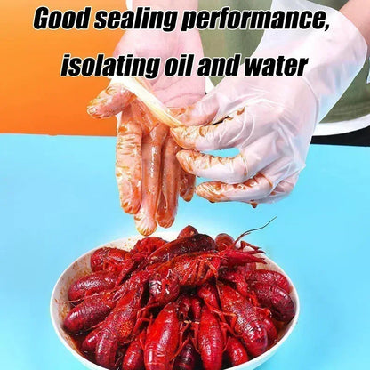 100PCS/BOX Latex Free Gloves TPE Disposable Gloves Transparent Non-Slip Acid Work Safety Food Grade Household Cleaning Gloves