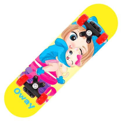 New Cartoon Four-wheel Skateboard Children Beginner Skateboards Maple Wood Deck Skate Board Outdoor Double Rocker Skateboard