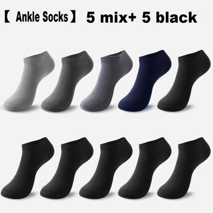 5/10 Pairs Men Socks Bamboo Fiber Short Ankle Socks Spring Summer Autumn Winter Business Breathable Male Long Sock Meias Man Sox