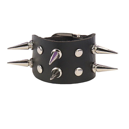 90s Fashion Punk Style Bracelet Personality PU Leather Three Rows Spikes Square Stud Bracelets Bangle 2024