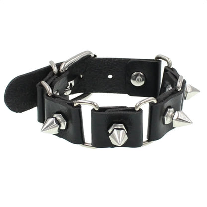90s Fashion Punk Style Bracelet Personality PU Leather Three Rows Spikes Square Stud Bracelets Bangle 2024