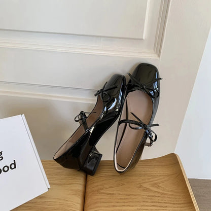 2025 Spring Autumn Women Mary Jane Shoes Fashion Butterfly-knot Shoes Casual Low Heel Dress Street Style Shoes