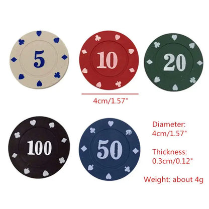 100Pcs Round Plastic Chips Casino Card Game Baccarat Counting Accessories Entertainment Chip Entertainment