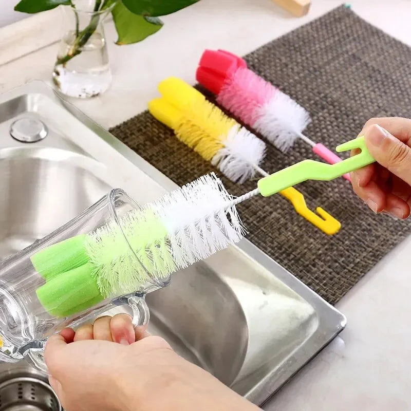 1/2pcs Multi-Purpose Baby Bottle Brush with Long Handle Fine Hair Sponge for Household Dishwashing Cup Cleaning And Baby Bottle