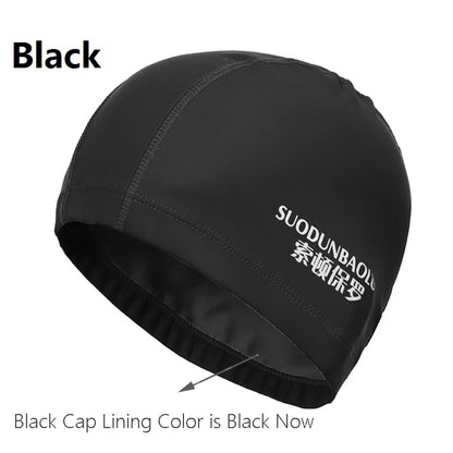 Waterproof PU Fabric Swim Cap Swimming Pool Accessories Water Sport Protect Ear Long Hair Bath Hat Plus Size for Men Women Adult
