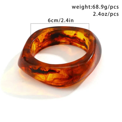 PuRui Vintage Irregular Coloful Acrylic Resin Chunky Bangle Bracelet Women Trendy Geometric Charm Aesthetics Bangle Jewelry Gift