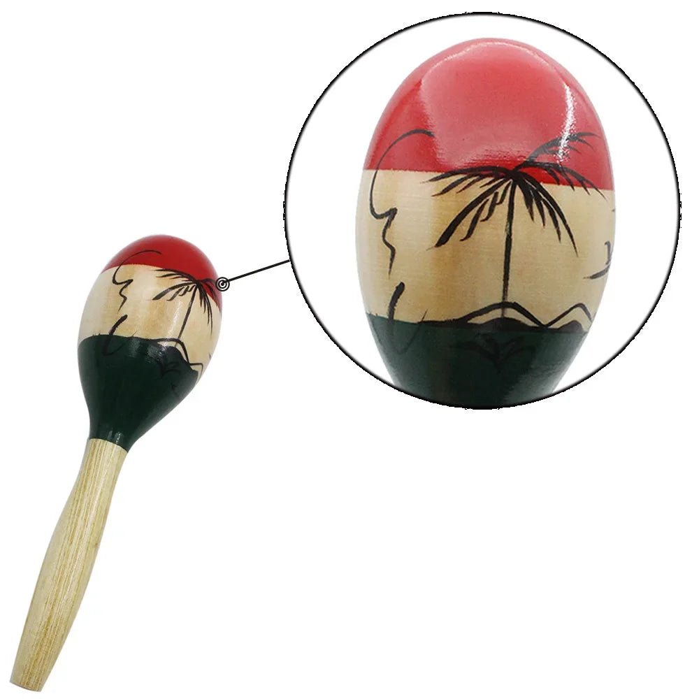 1Pair Wood Maracas Sand Hammer Wooden Tropical Party Percussion Shakers Sand Hammer Musical Party Child Shaker Toy Gifts
