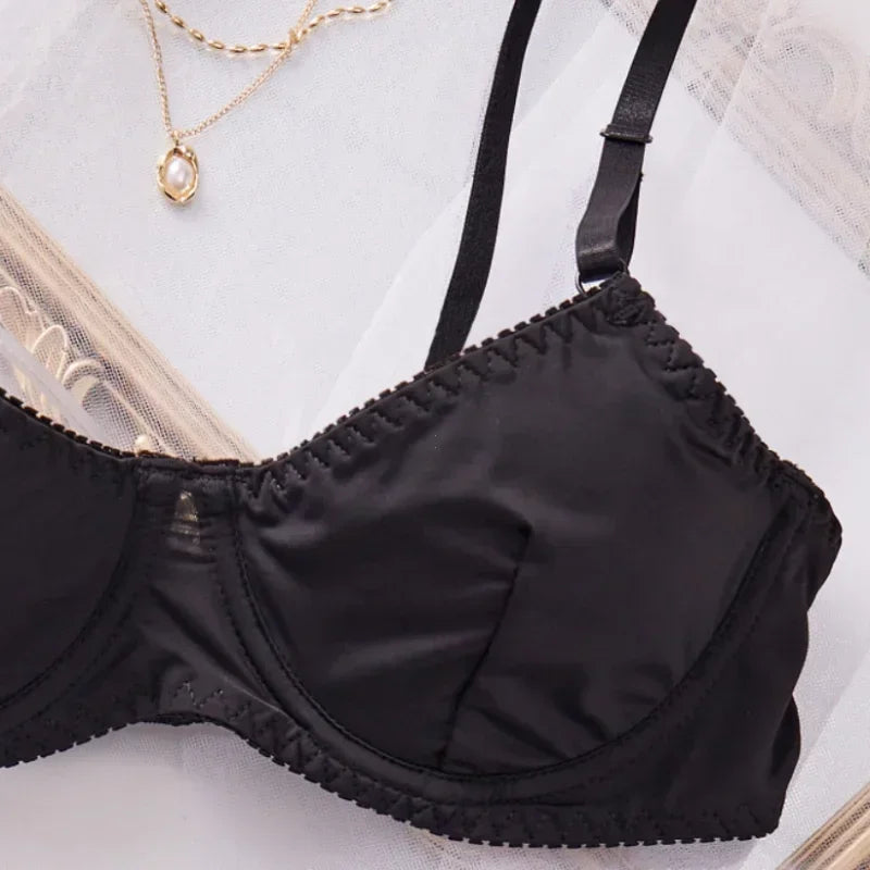 Bra and Panty Set Ladies Smooth Comfortable Thin Underwear Women Sexy Nightwear Inner Solid Sleep Underwear Bra Set Lingerie