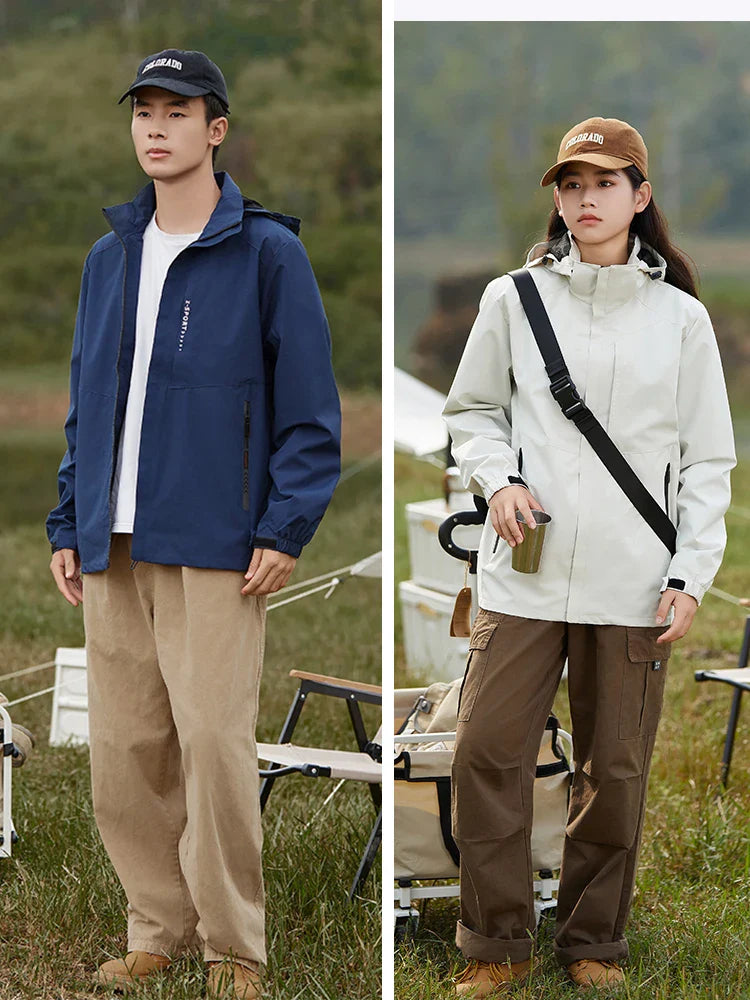 Spring Autumn Casual Jacket Men/Women Outdoor Waterproof and Windproof Hooded Windbreaker Coats