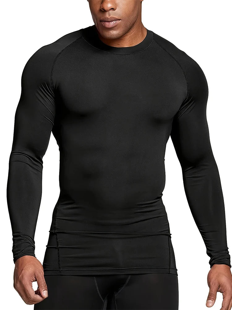 Compression Shirts Men's Rashguard Quick Dry Gym Fitness Shirts Spring Beach Surfing Athletic Sport Running Workout Tops Tees