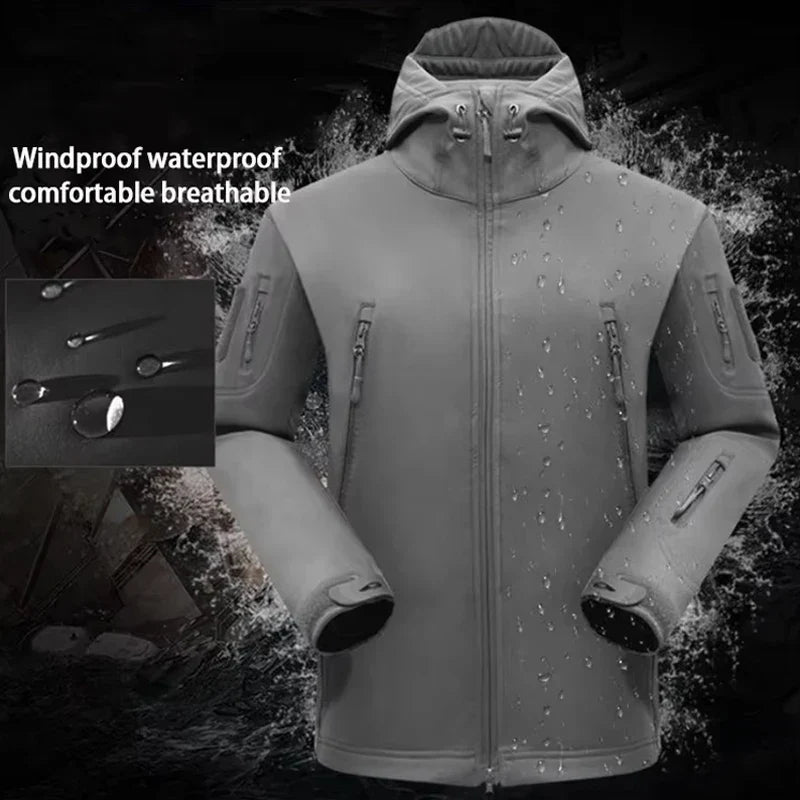 Winter Waterproof Tactical Jackets Sets Men Outdoor Soft Shell Hiking Hunting Jacket Suit Fleece Cargo Pant Tracksuits