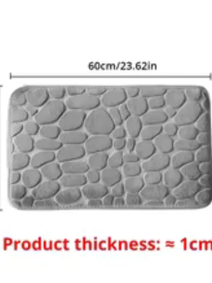 1pc Memory Foam Embossed Velvet Carpet Bathroom Living Room Non-Slip Mat Cobblestone Floor Mat Home Furnishings