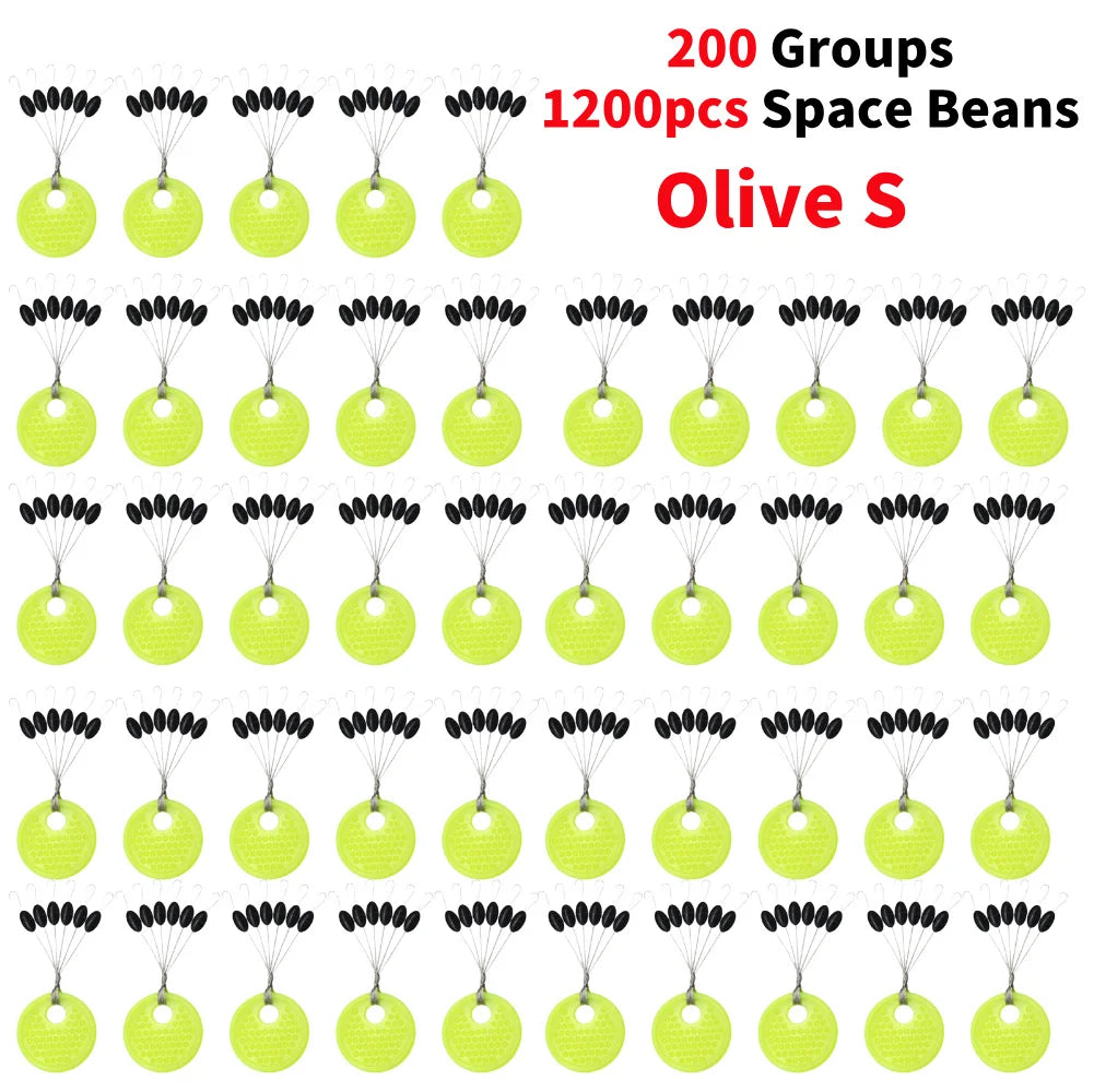 60pcs 10/20 Group Set Rubber Silicon Space Bean Sea Carp Fly Fishing Black Rubber Oval Stopper Fishing Float Fishing Bobber Part