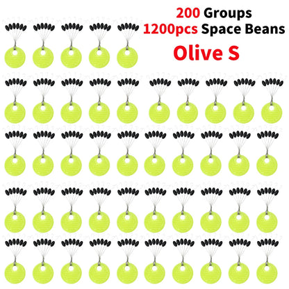 60pcs 10/20 Group Set Rubber Silicon Space Bean Sea Carp Fly Fishing Black Rubber Oval Stopper Fishing Float Fishing Bobber Part