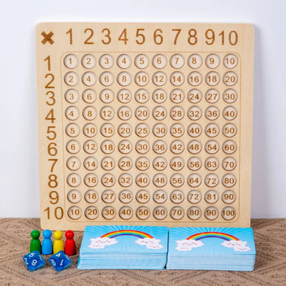 99 Multiplication Board Game Wooden Montessori  Kids Learning Educational Toys Math Counting Hundred Board Interactive Thinking