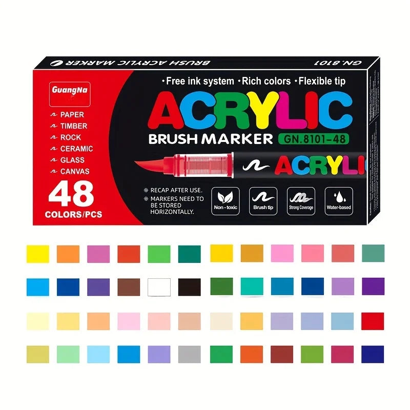 12/24/36/48/60/72/120/168 Colors Art Markers, Soft Tip resistant Acrylic Markers for Stone, Glass, Ceramic, Easter Eggs, Metal