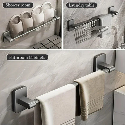 Wall Mounted Towel Rack Bathroom Storage Rack No Drilling Bathroom Horizontal Bar Towel Rack Kitchen Bathroom Accessories